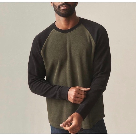 American Giant Other - NWOT‎ American Giant Mens L French Rib Raglan Colorblock Crewneck Pullover Green